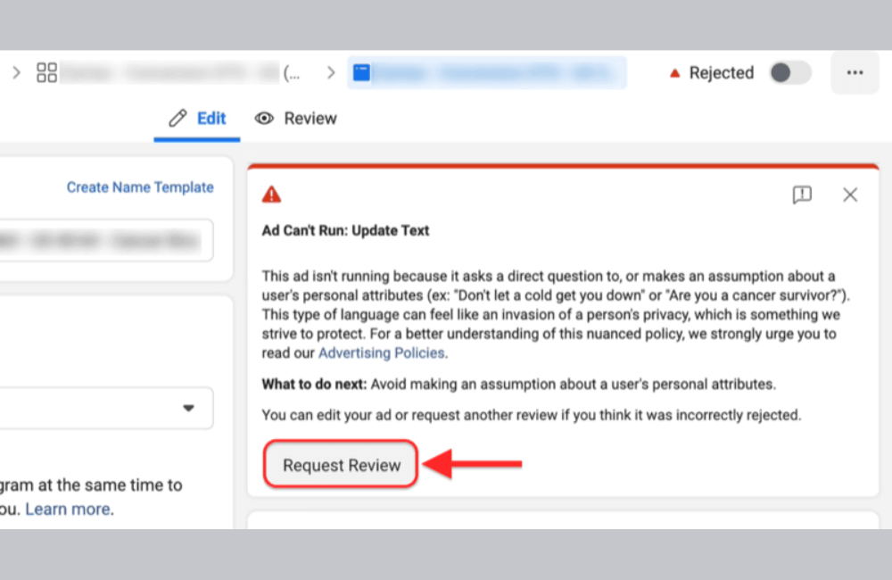Guide to fixing Rejected Campaign Status