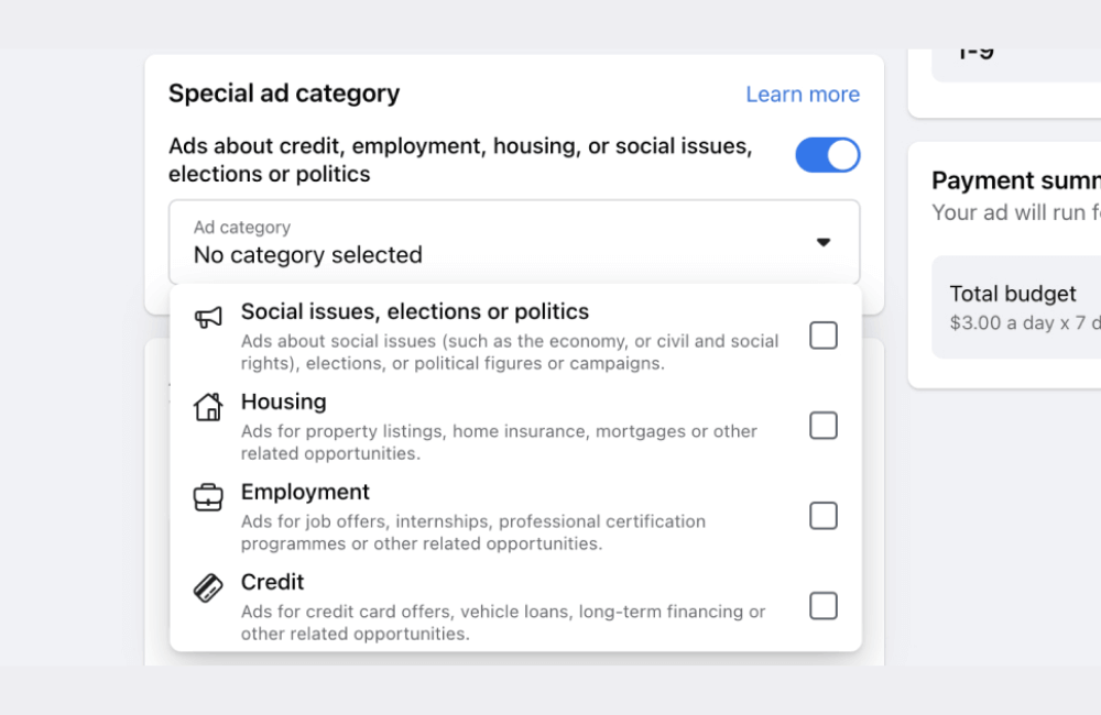 4 types of Special Ad Categories on Facebook 2026